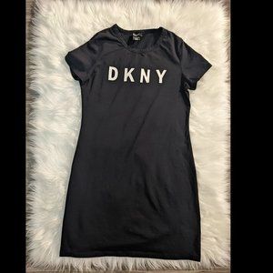 DKNY logo t-shirt black cotton dress, excellent condition, size M